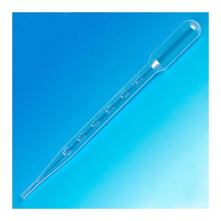 Globe Scientific Transfer Pipet, 7.0mL, Large Bulb, Graduated to 3mL, 155mm, 5000/PK 135030